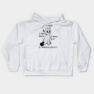 purr i mean meow i mean boo boo! funny kitty ghost Kids Hoodie